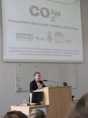 Závěrečná konference CO2 ligy v Brně, 25. 5. 2016, ředitelka institutu Veronica (foto: Barbora Šimíčková)   