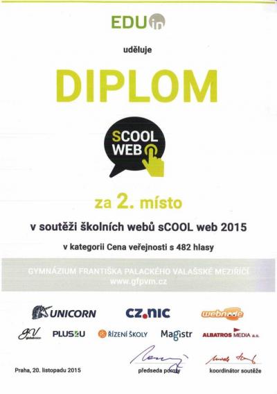 sCOOL web 2015, diplom - cena veřejnosti
