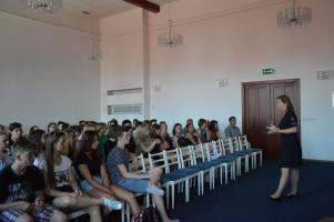 Přednáška Ing. Anny Hubové o chování v mimořádných situacích, aula GFPVM, 26. 6. 2017 (foto: Monika Hlosková)