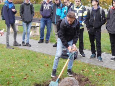 Sázení třídních stromů na Křižné - 1. B, 3. 11. 2017 (foto Pavel Daniš) (12)