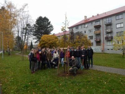 Sázení třídních stromů na Křižné - 1. B, 3. 11. 2017 (foto Pavel Daniš) (38)