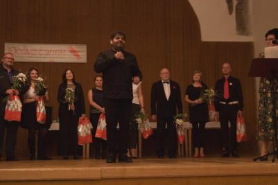 Vyhlášení výsledků na závěrečném koncertě, Basové G na Opava cantat 2017, 9.-12. 11. 2017 (foto: organizátoři)