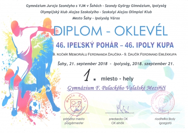 diplom fotbal ipelsky pohar 2018